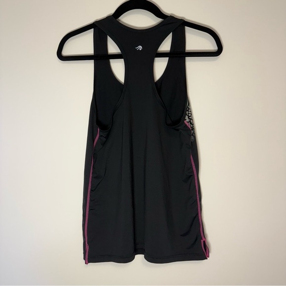 Ideology Black and Pink Sport Tank Top with Silver Leopard Design Size S - Picture 2 of 7